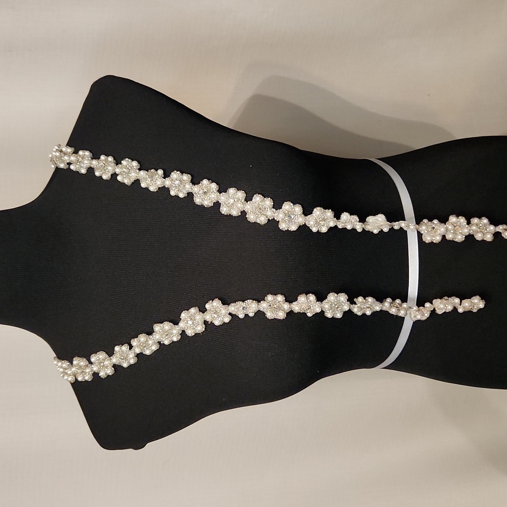 Vintage Handmade Wedding Appliqué Trim Pieces | Belt | Headband